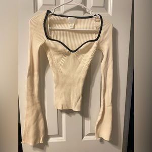 cream colored square neck top